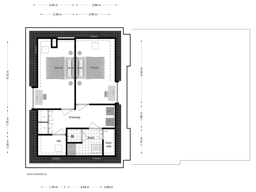 View floorplan of 3e VERDIEPING of Keizersgracht 162-B