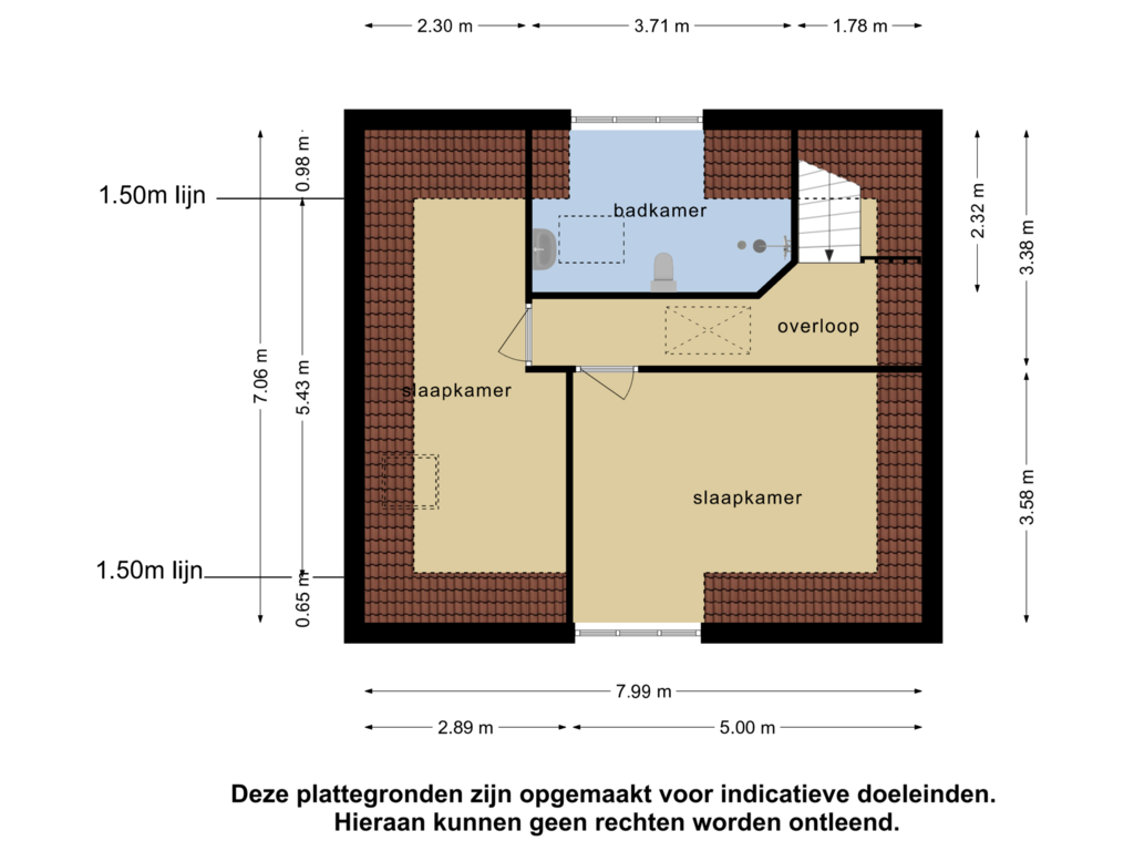 View floorplan of 1e verdieping of Koningin Julianaweg 33