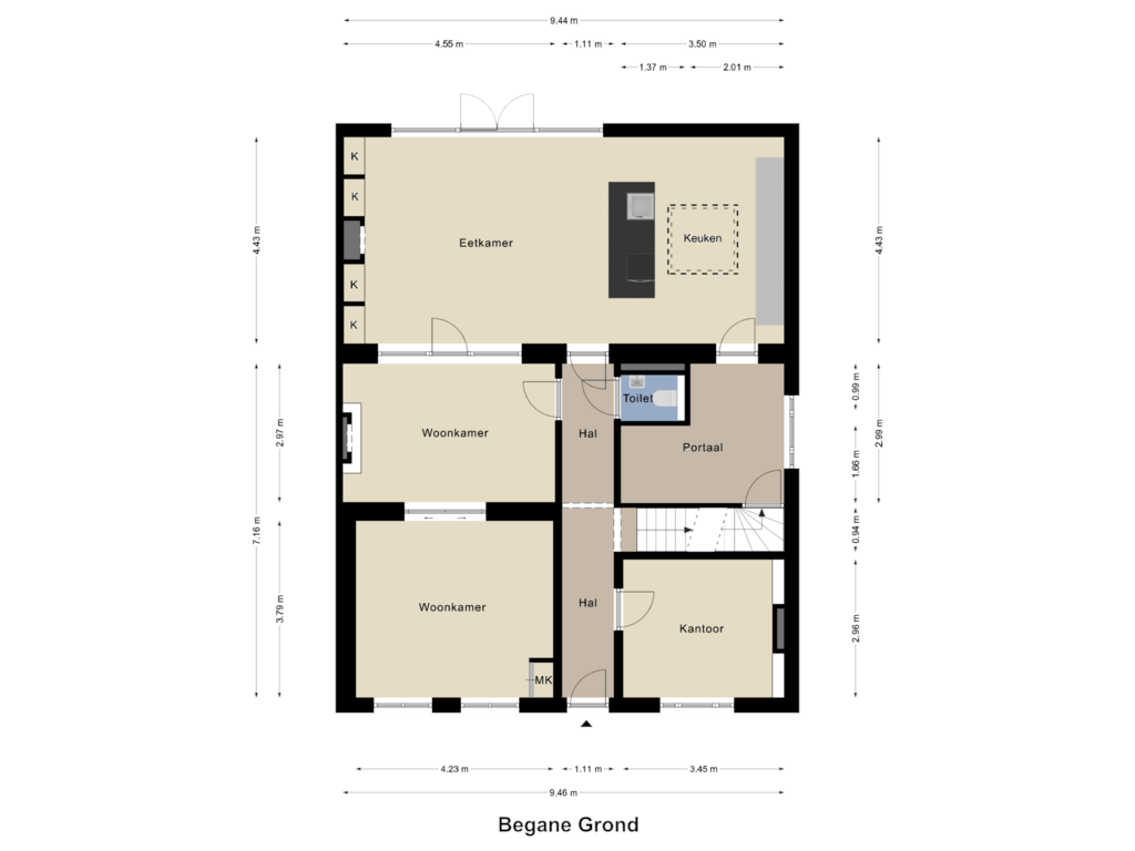 Bekijk plattegrond van Begane Grond van Molenstraat 7