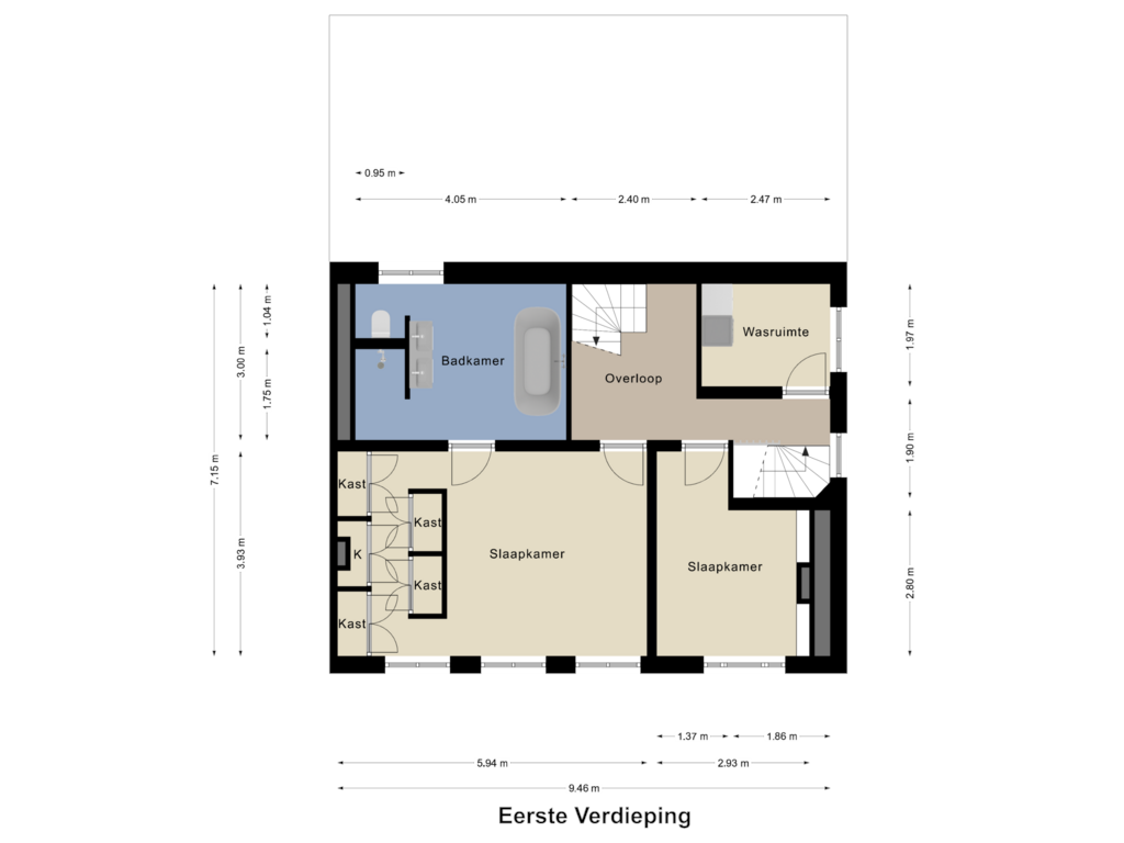 Bekijk plattegrond van Eerste Verdieping van Molenstraat 7