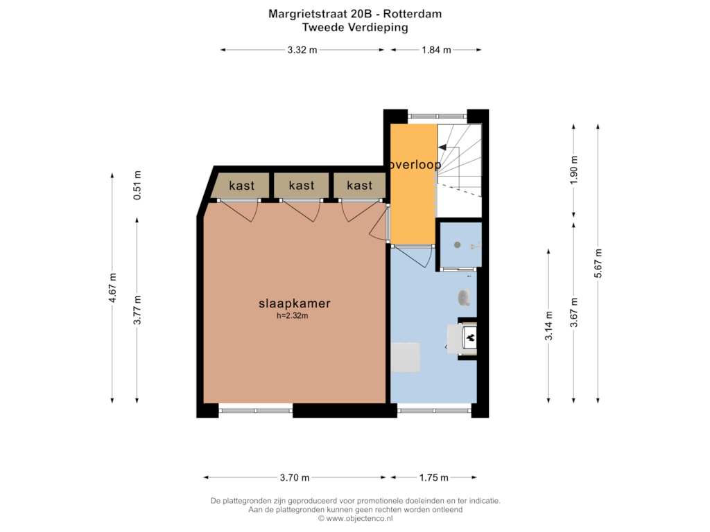 Bekijk plattegrond van TWEEDE VERDIEPING van Margrietstraat 20-B