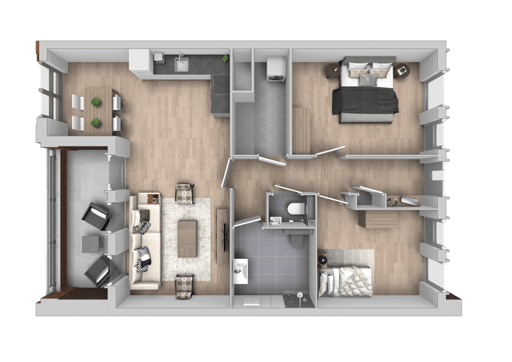 Foto 6 van 3 kamer appartement | blok A (Bouwnr. 122)