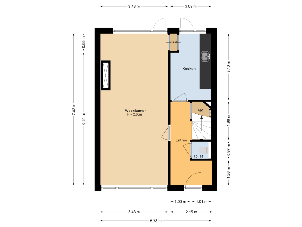 Bekijk plattegrond van Begane grond van Biesdonkweg 85