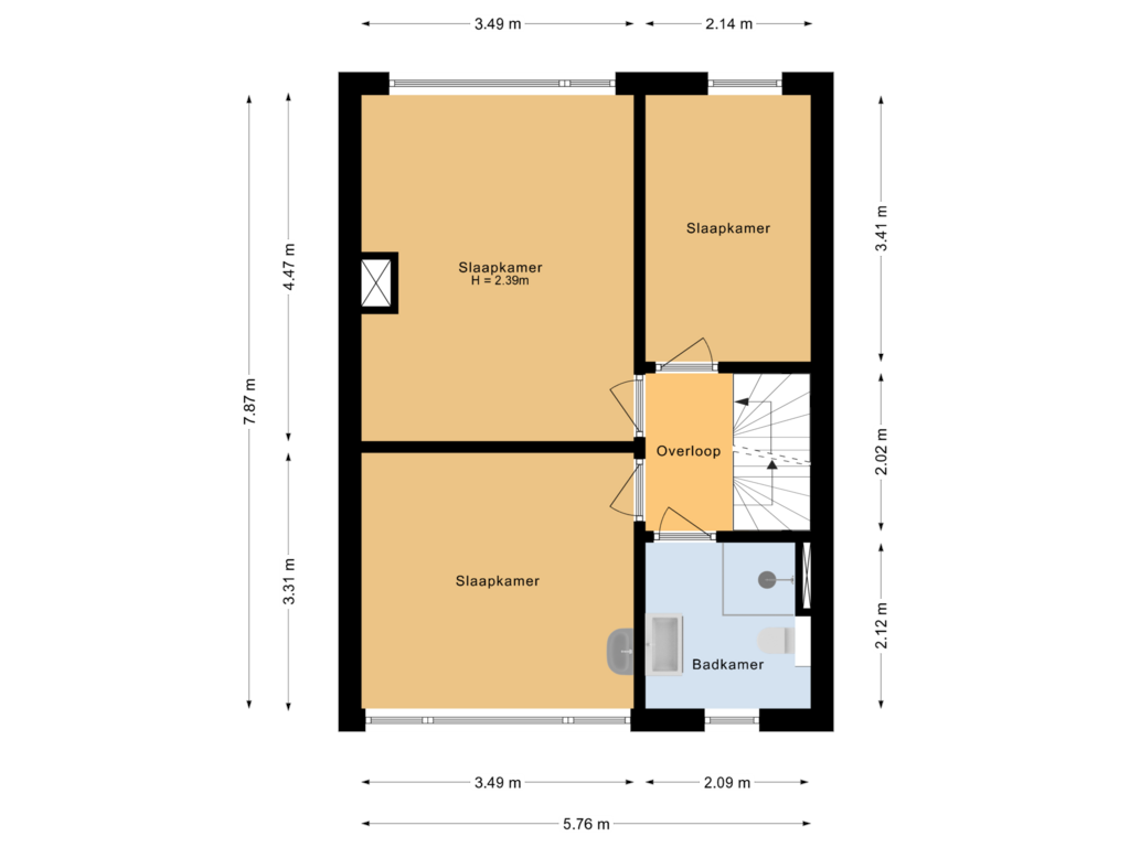 Bekijk plattegrond van Eerste verdieping van Biesdonkweg 85