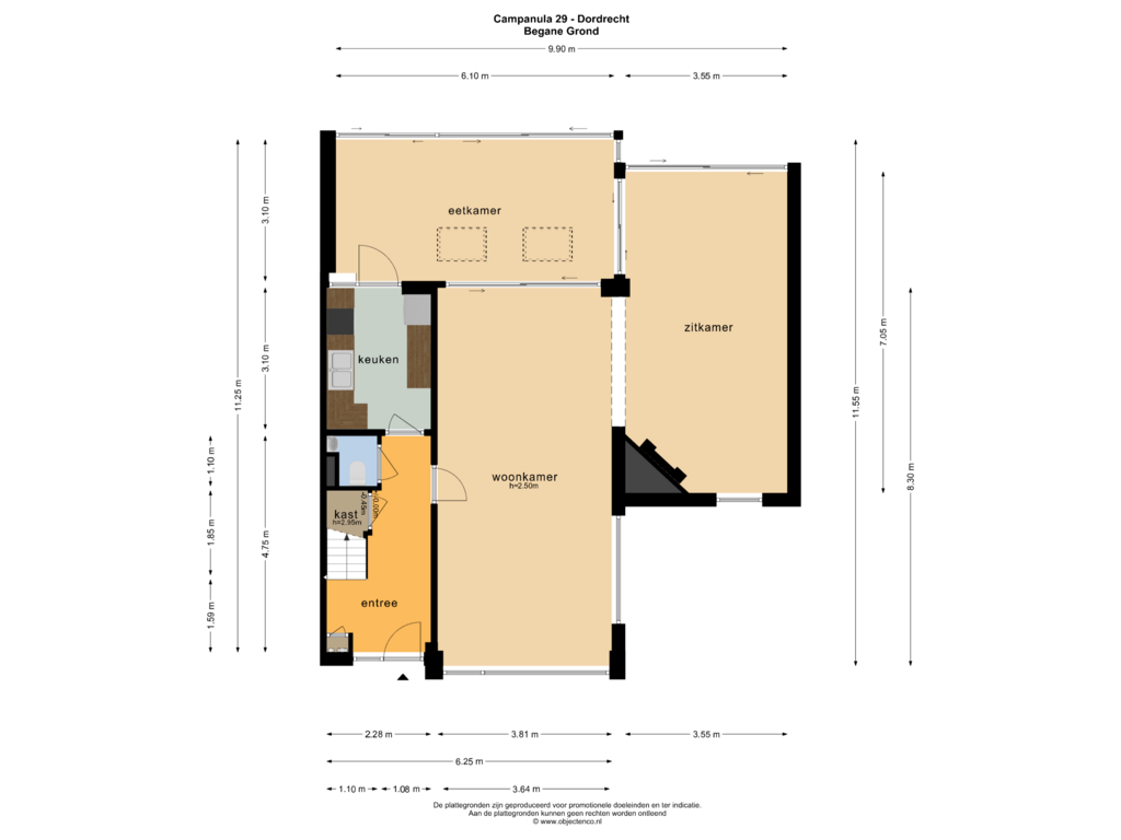 Bekijk plattegrond van BEGANE GROND van Campanula 29