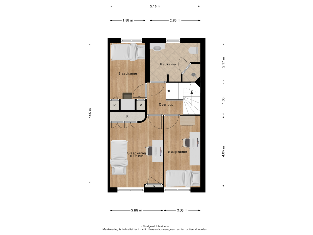 View floorplan of 1e verdieping of Händelstraat 36