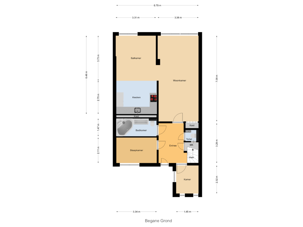 Bekijk plattegrond van Begane Grond van Ambachtshofje 10