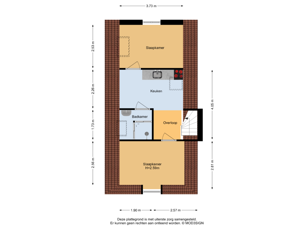 Bekijk plattegrond van 2e Verdieping van Leidsestraat 54-RD