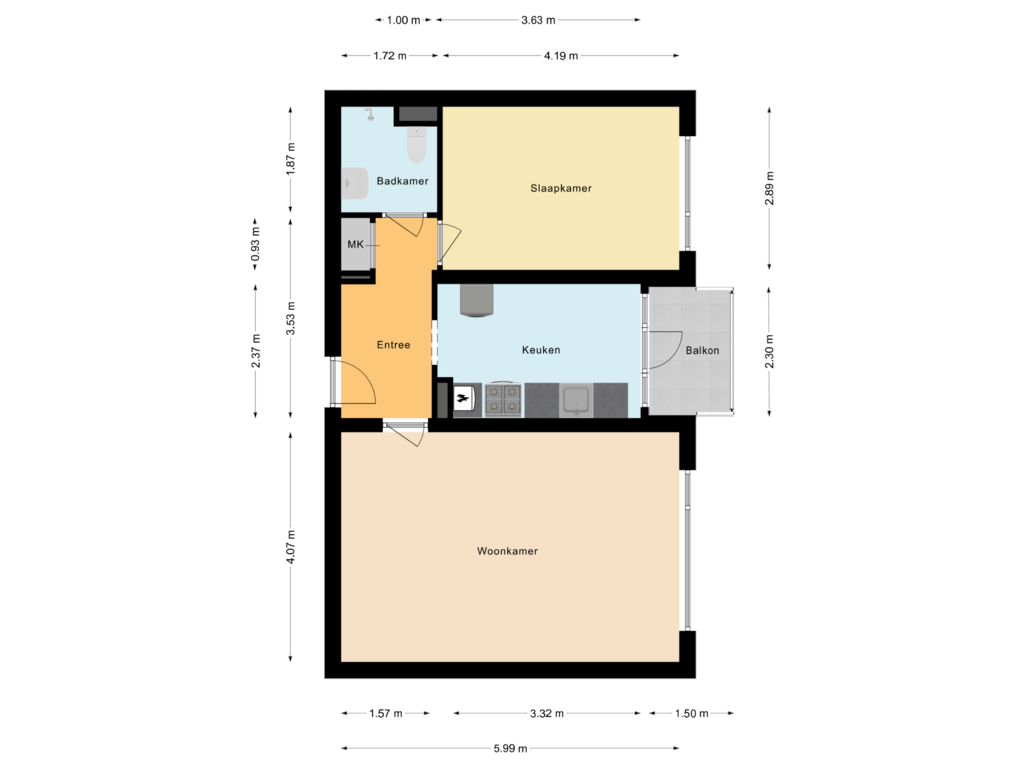 View floorplan of Appartement of Clusiusweg 16