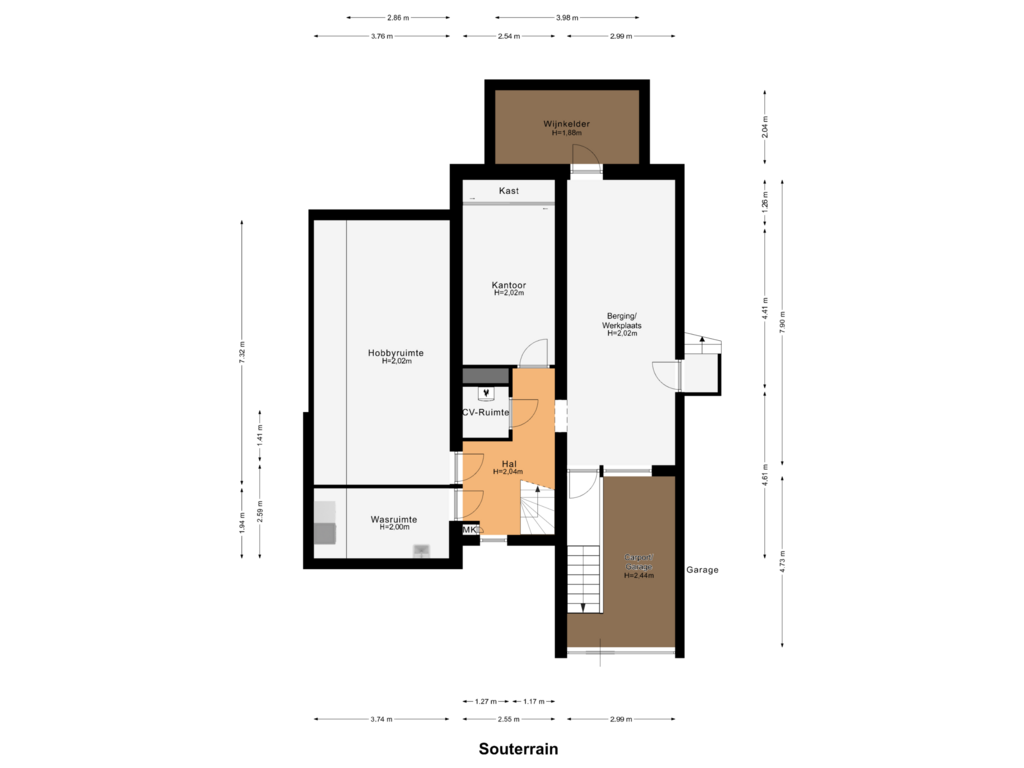 Bekijk plattegrond van Souterrain van Herkenberg 16