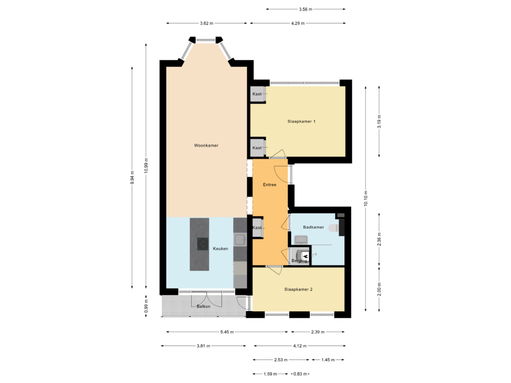 Bekijk plattegrond van Appartement van Bestevâerstraat 20-2