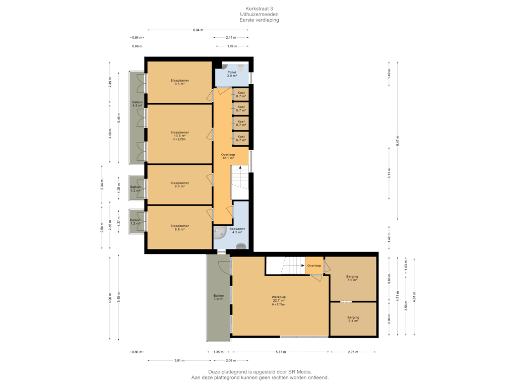 Bekijk plattegrond van Eerste verdieping van Kerkstraat 3