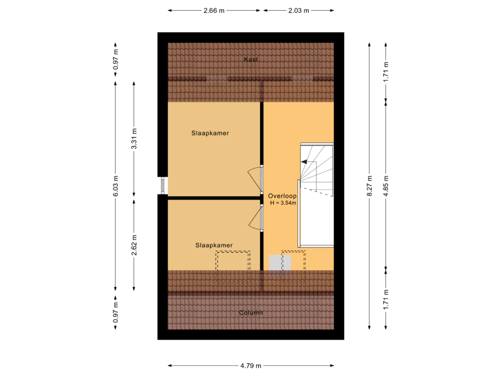 View floorplan of Tweede verdieping of Van Hallstraat 20