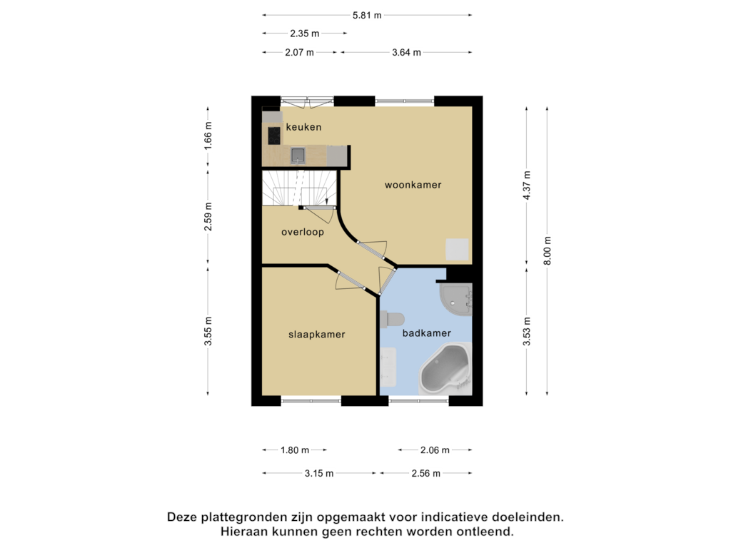 Bekijk plattegrond van 1e verdieping van Zandstraat 72