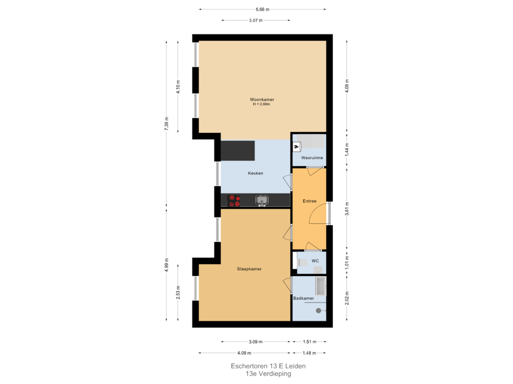 Bekijk plattegrond van 13e Verdieping van Eschertoren 13-E