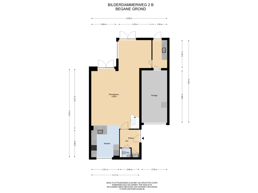 Bekijk plattegrond van Begane grond van Bilderdammerweg 2-B