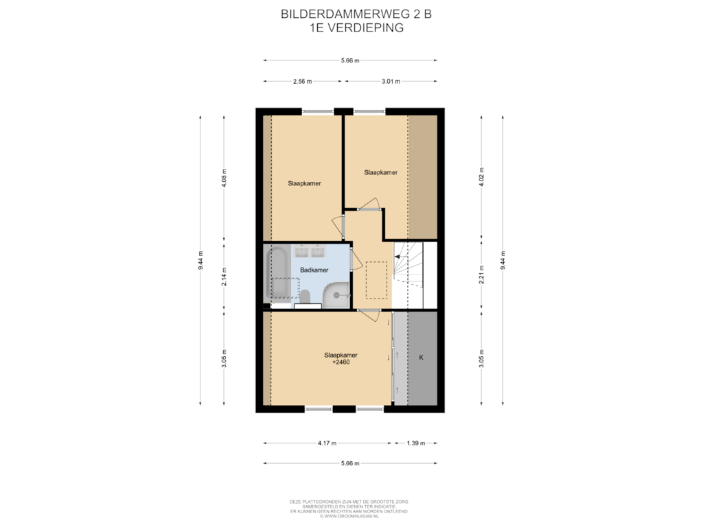 Bekijk plattegrond van 1E Verdieping van Bilderdammerweg 2-B