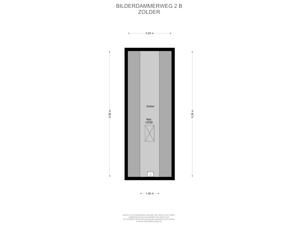 Bekijk plattegrond van Zolder van Bilderdammerweg 2-B