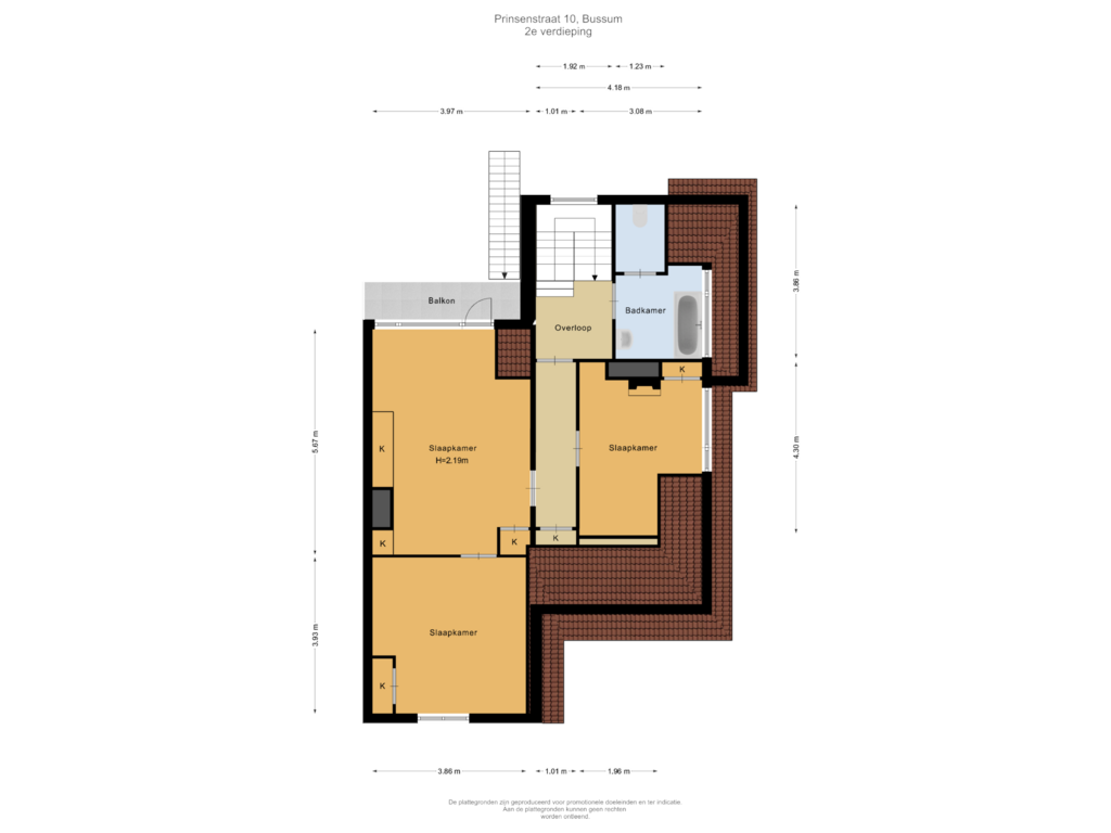 Bekijk plattegrond van 2e verdieping van Prinsenstraat 10