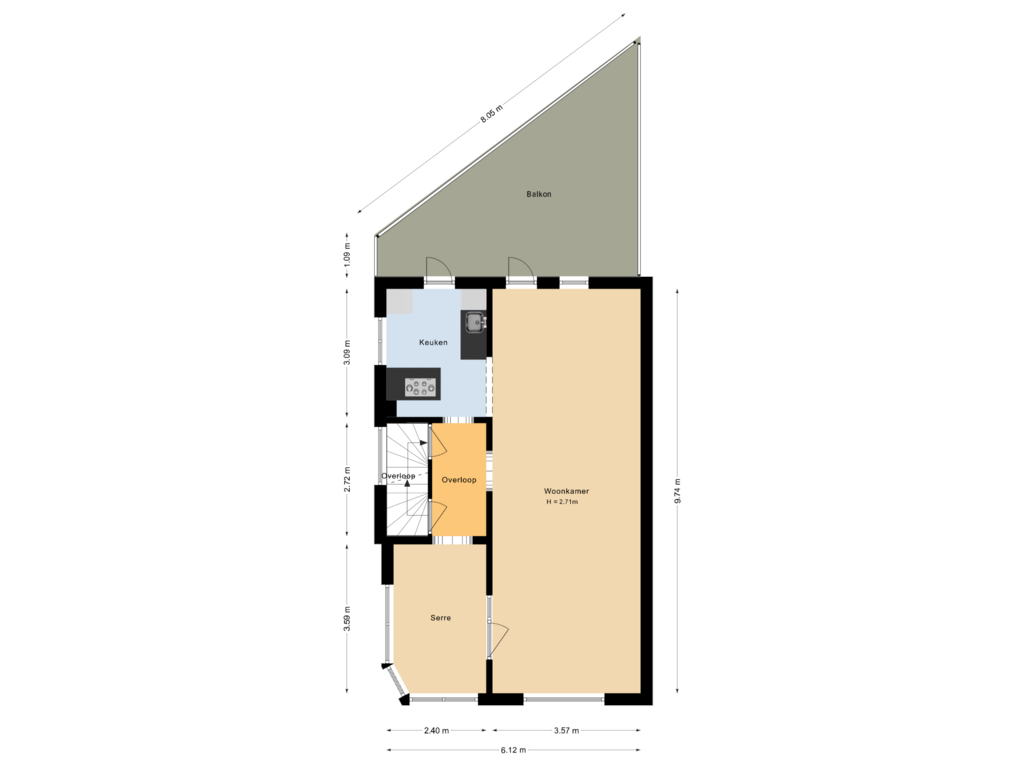 View floorplan of Eerste verdieping of Rijksstraatweg 45-A