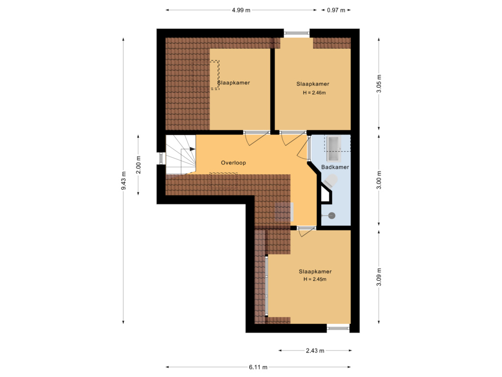 View floorplan of Tweede verdieping of Rijksstraatweg 45-A