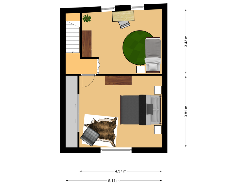 View floorplan of Eerste verdieping of Molenstraat 101