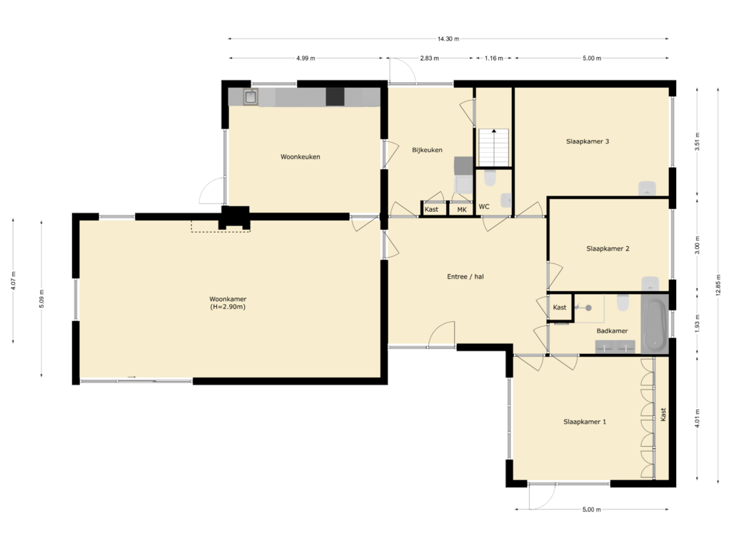 View floorplan of begane grond of Mariniersweg 3