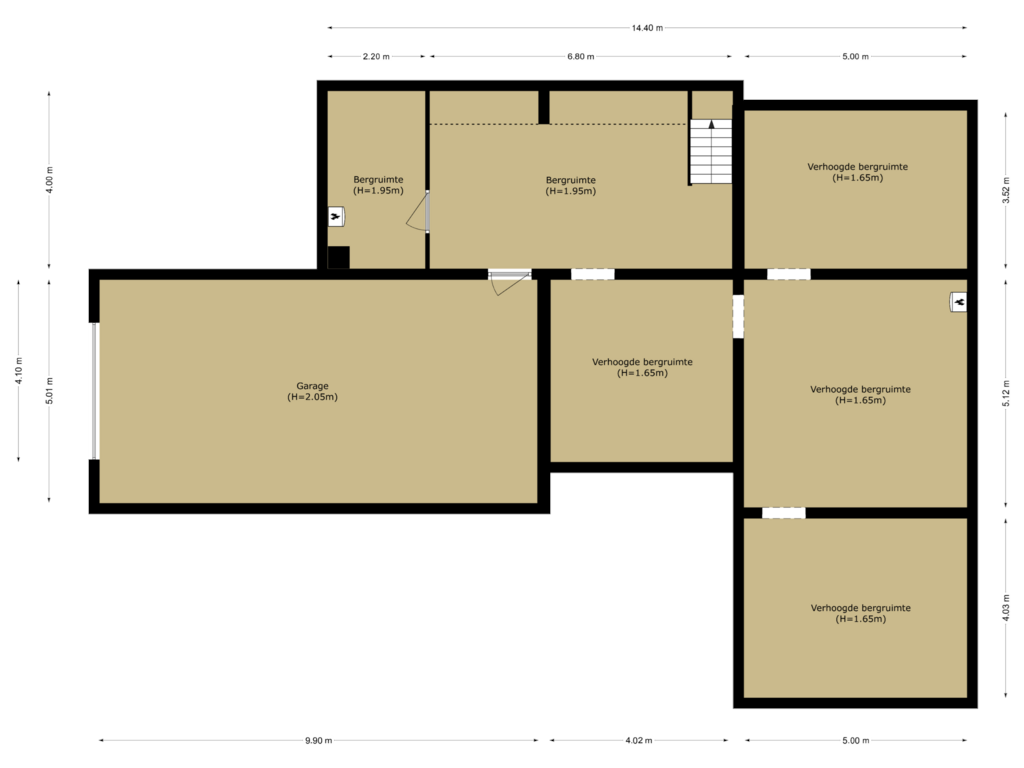 View floorplan of souterrain of Mariniersweg 3