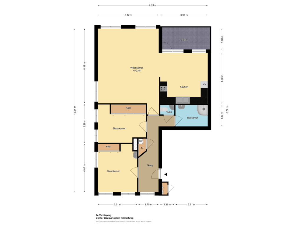 Bekijk plattegrond van 1e Verdieping van Dokter Baumannplein 48