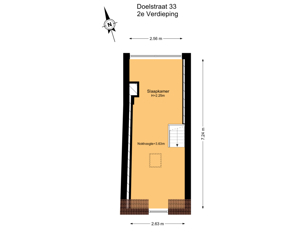 Bekijk plattegrond van 2e Verdieping van Doelstraat 33