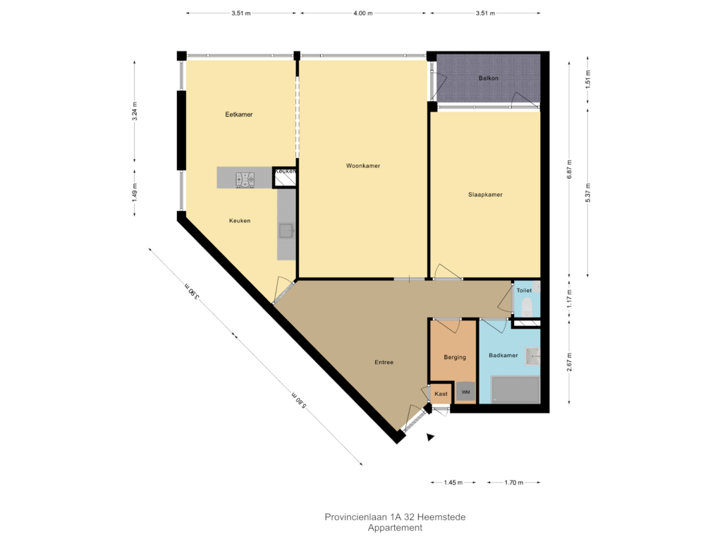 Bekijk plattegrond van Appartement van Provinciënlaan 1-A32