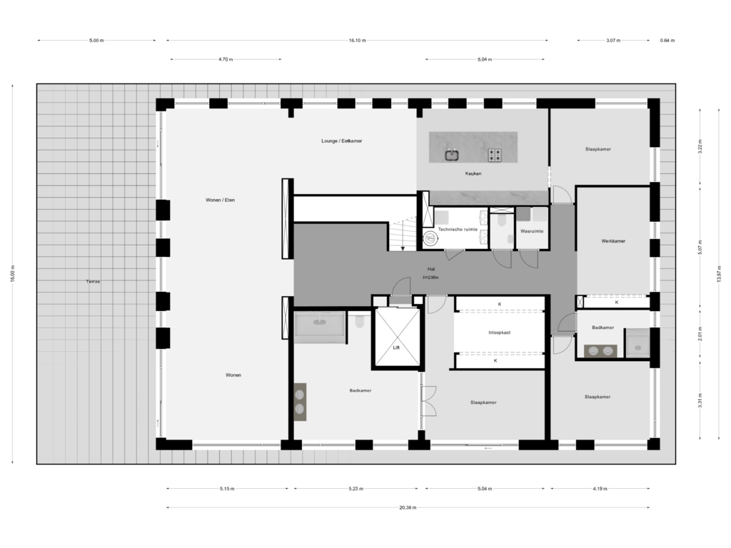 View floorplan of 3e Verdieping of Tinbergenlaan 142