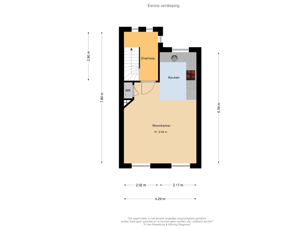 Bekijk plattegrond van Eerste verdieping van Eerste Goudsbloemdwarsstraat 3-1