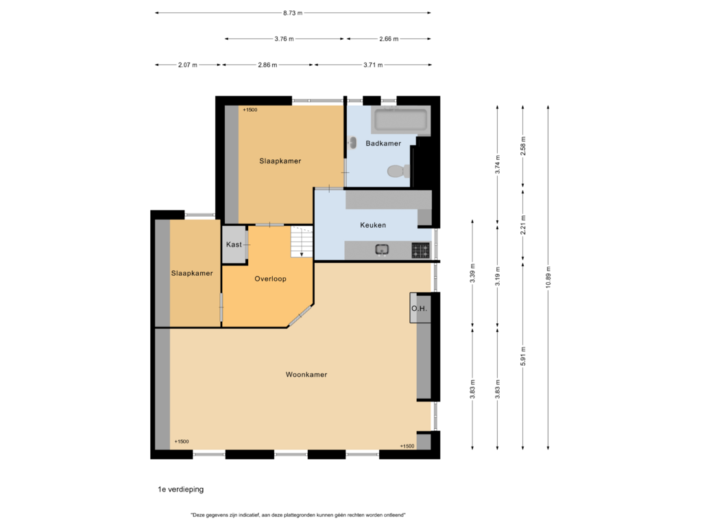 View floorplan of 1e verdieping of Dorpsstraat 347