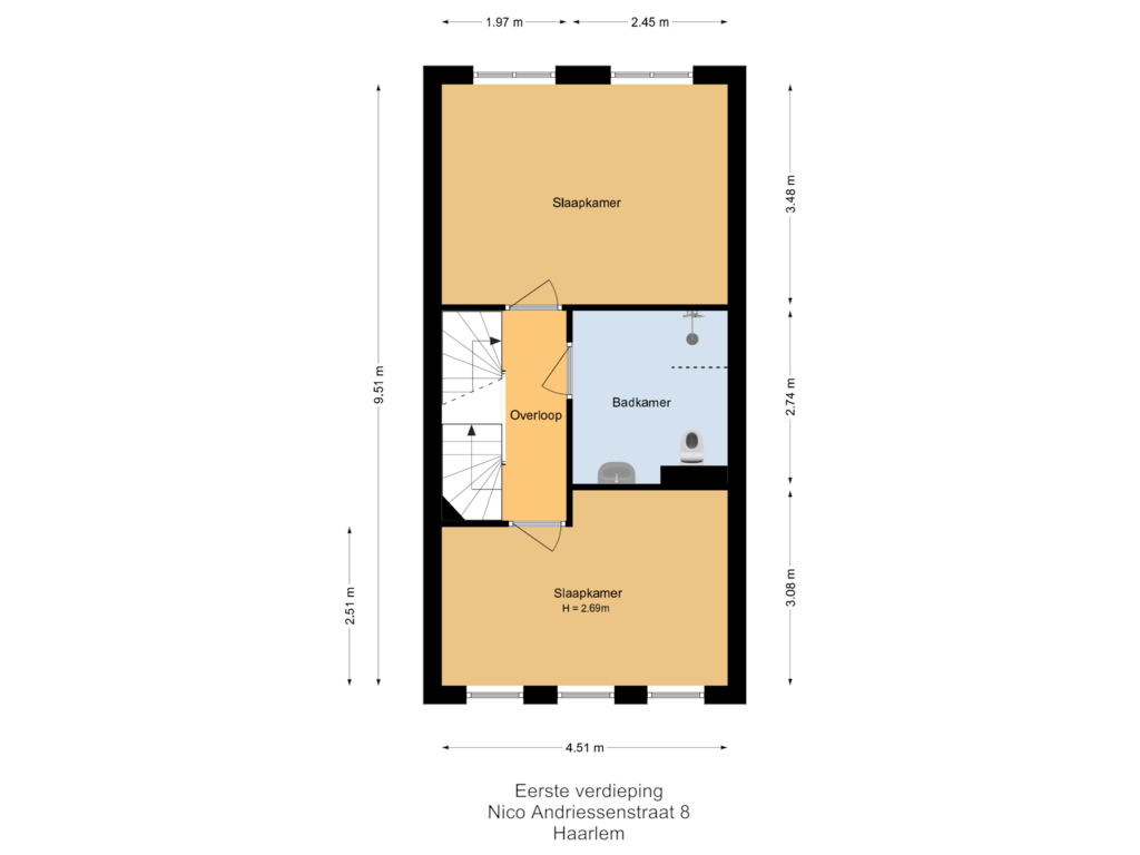 View floorplan of Eerste verdieping of Nico Andriessenstraat 8