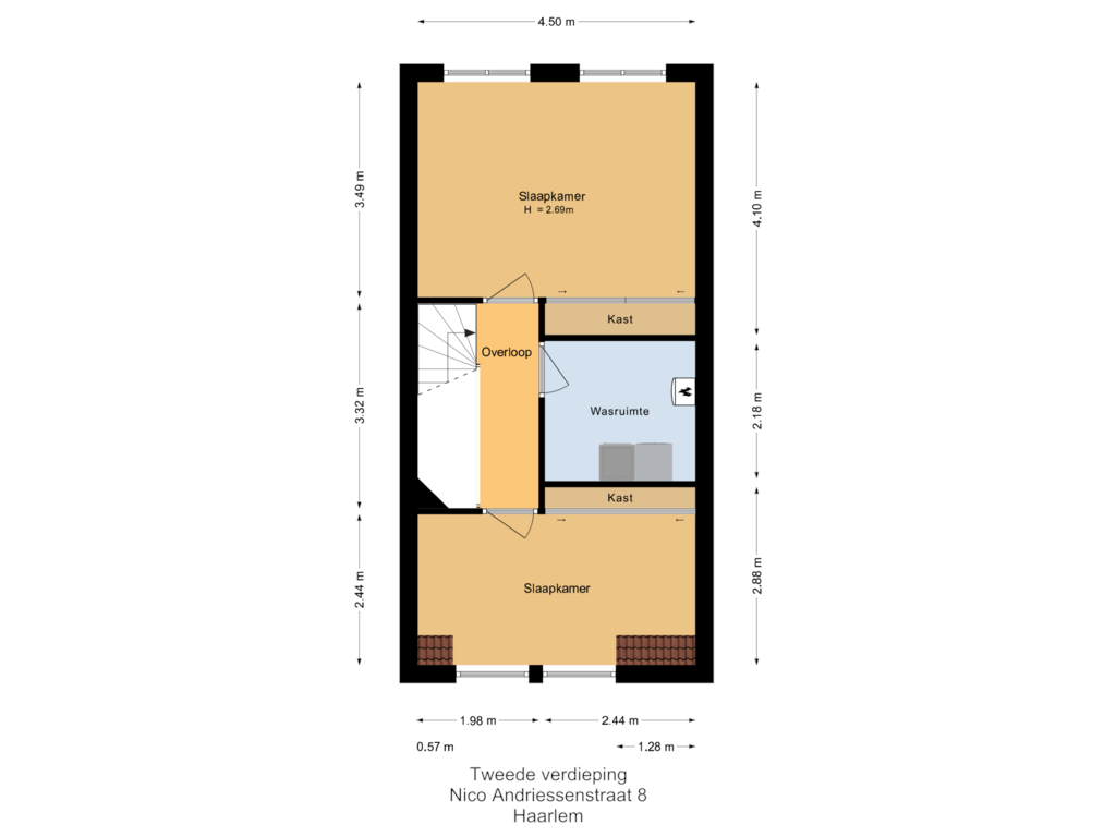 View floorplan of Tweede verdieping of Nico Andriessenstraat 8