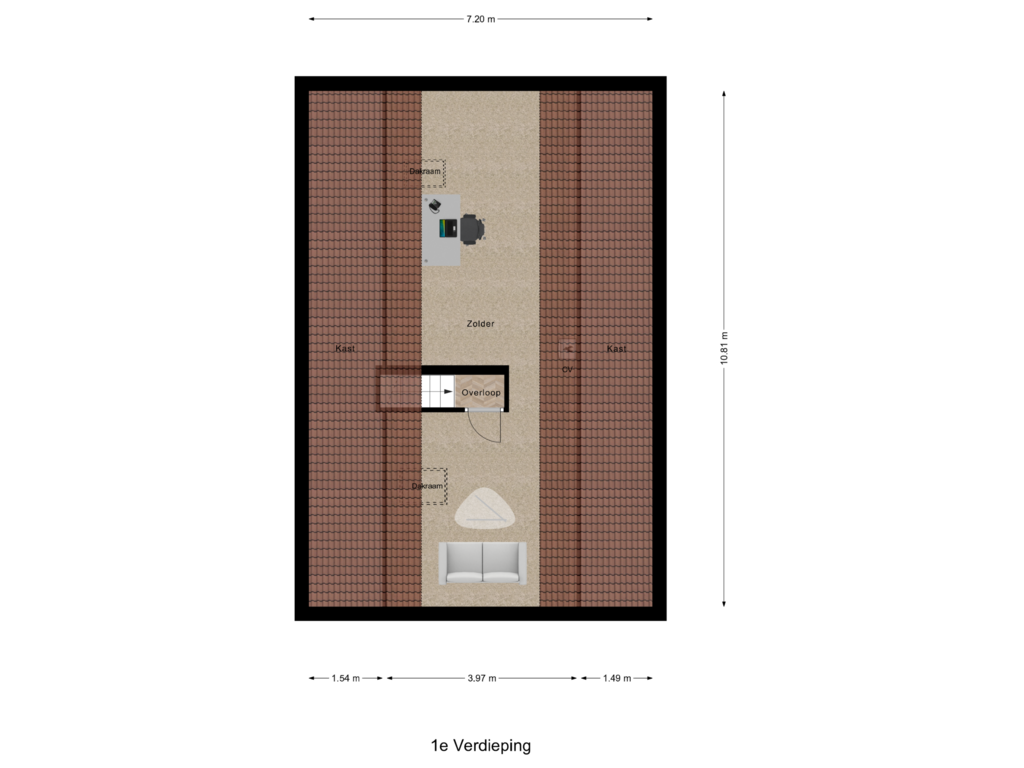 Bekijk plattegrond van 1e Verdieping van Abeelstraat 3