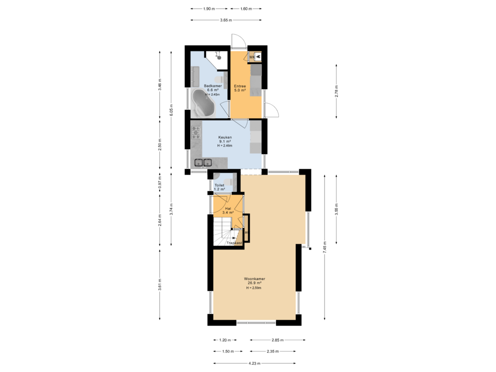 Bekijk plattegrond van Begane grond van Mûnewei 11