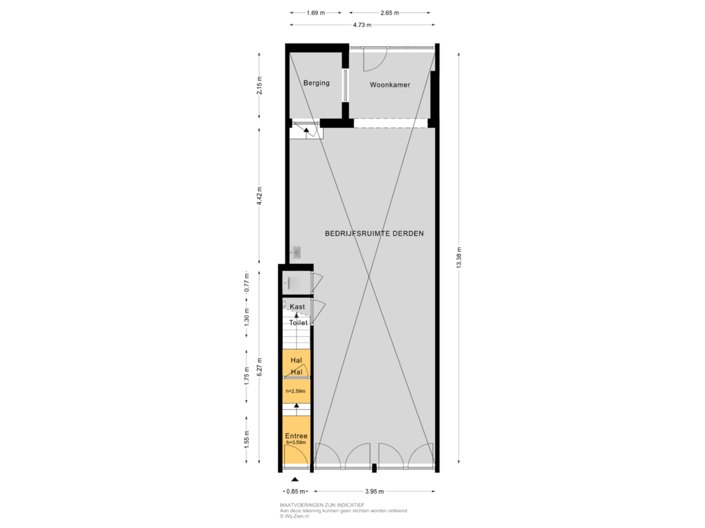 Bekijk plattegrond van BEGANE GROND van 1e Pijnackerstraat 109-B