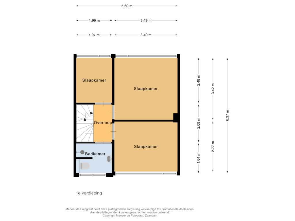 View floorplan of 1e verdieping of Lindelaan 35