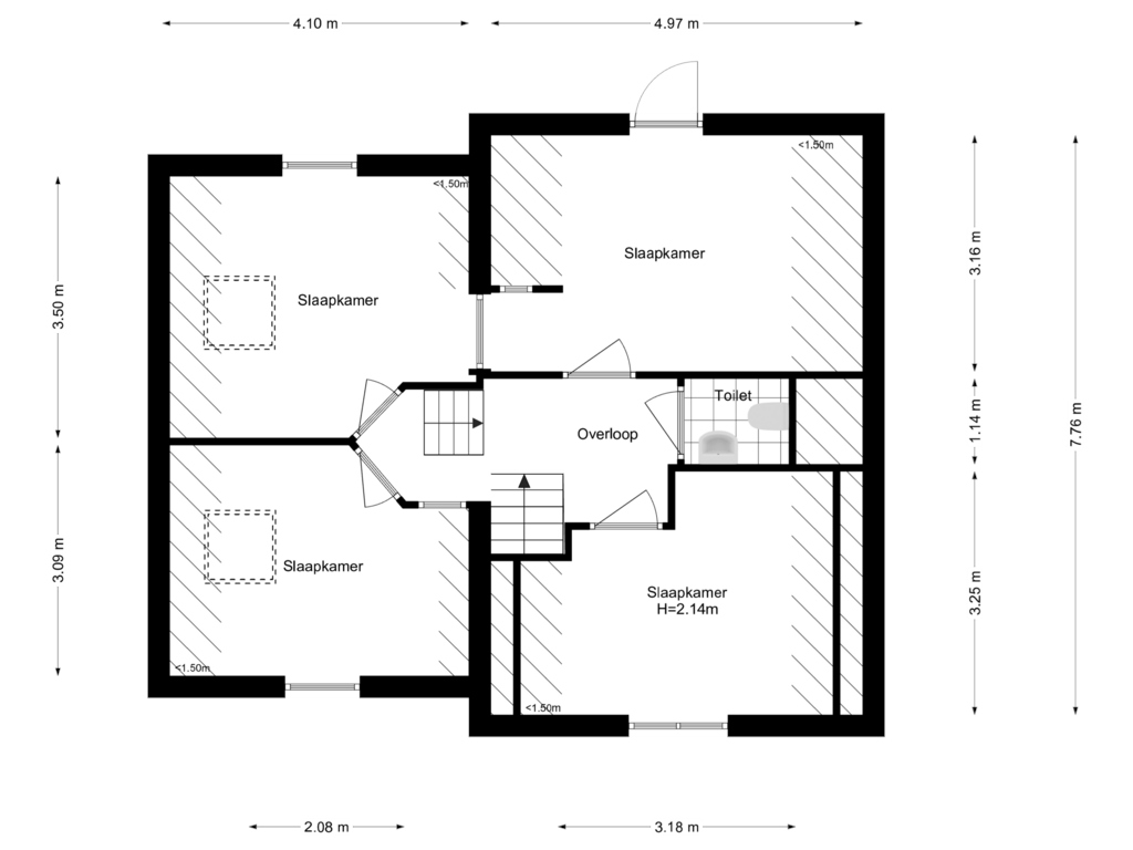 Bekijk plattegrond van 1e Verdieping van Horn 61