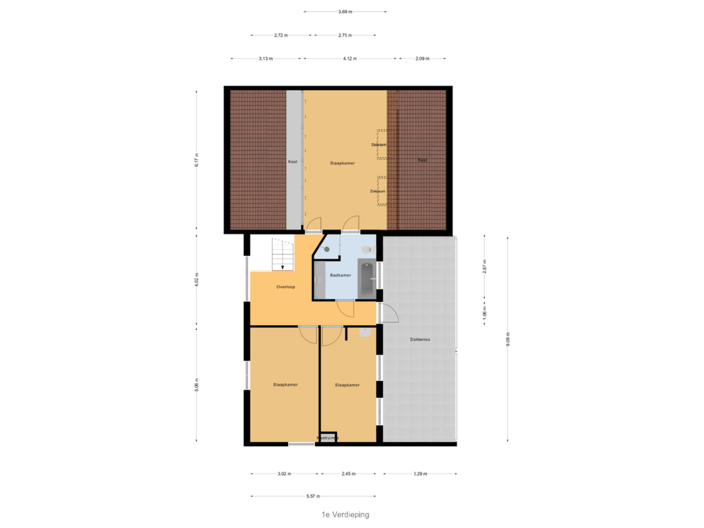 Bekijk plattegrond van 1e Verdieping van Gouweveerseweg 5