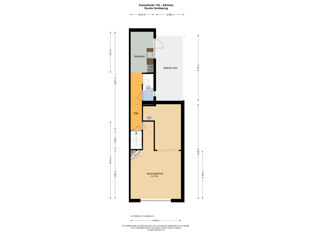 Bekijk plattegrond van EERSTE VERDIEPING van Kanaalkade 15-A