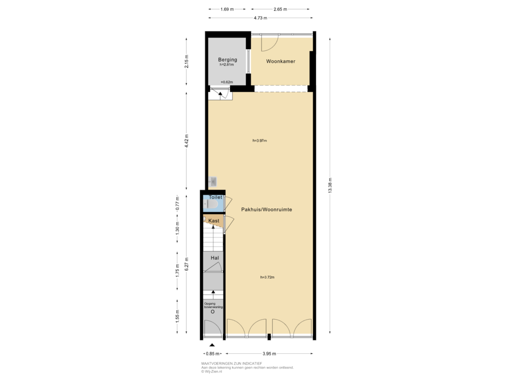 View floorplan of BEGANE GROND of 1e Pijnackerstraat 109-A