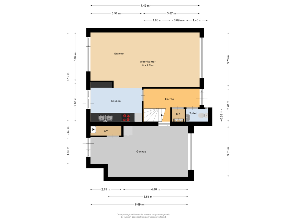 View floorplan of Begane grond of Mariniersweg 16