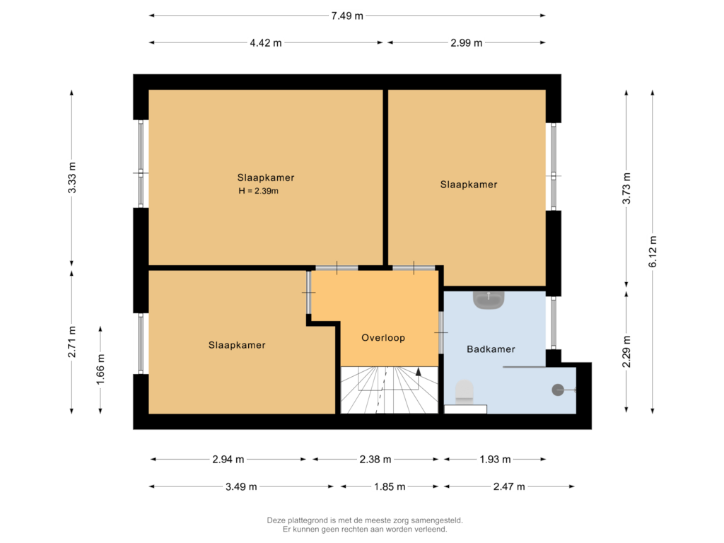 View floorplan of Eerste verdieping  of Mariniersweg 16