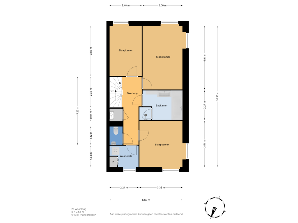 View floorplan of 2e woonlaag of Zuidwal 22