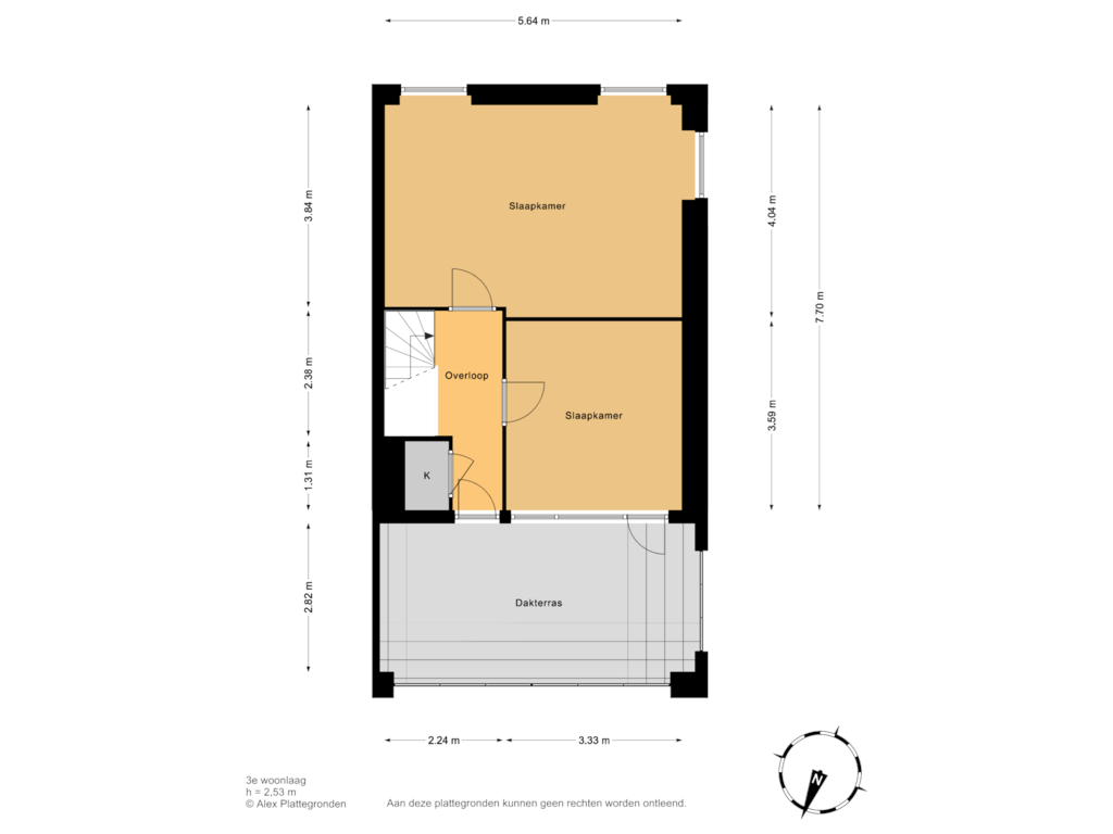 View floorplan of 3e woonlaag of Zuidwal 22