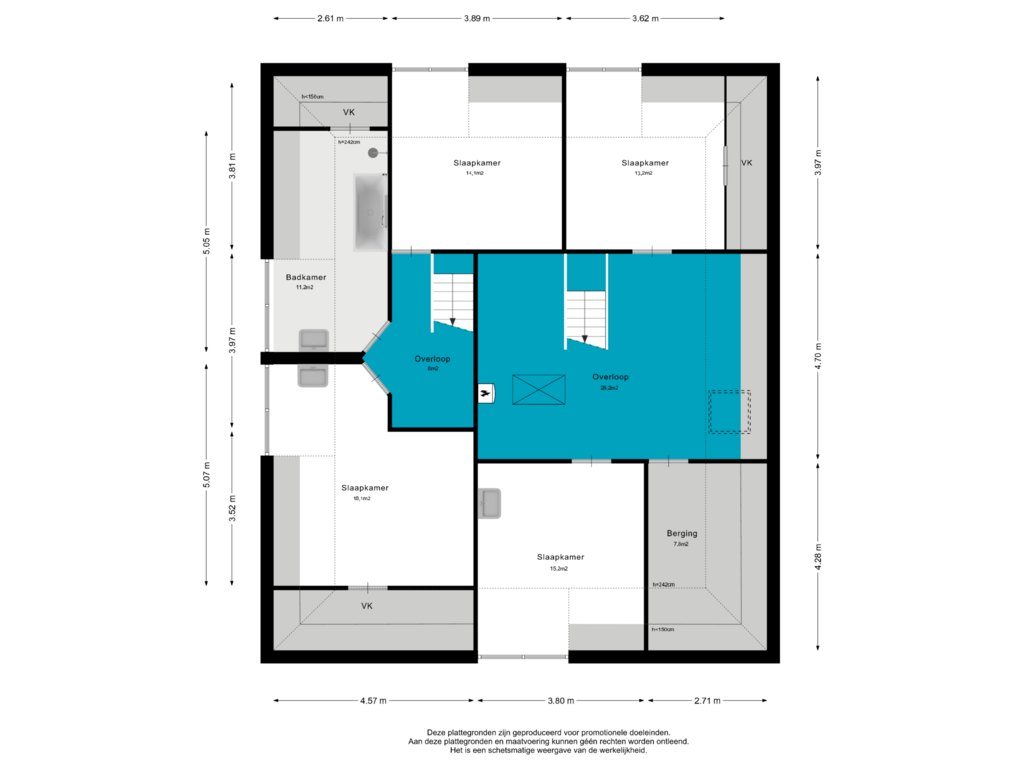 Bekijk plattegrond van 2e Verdieping van Konijnenwal 50