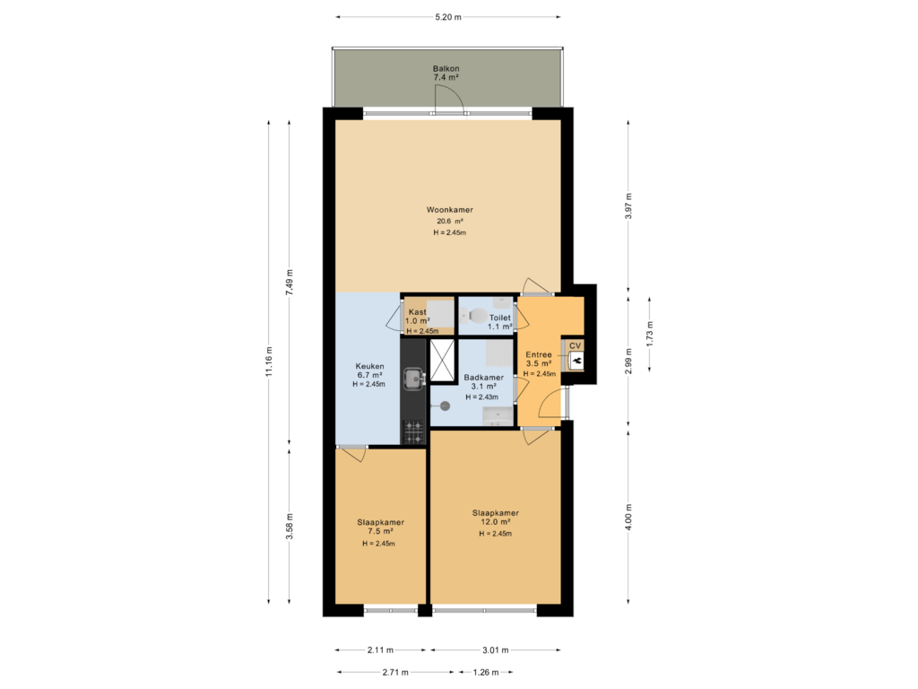 Bekijk plattegrond van Tweede verdieping van Dalsteindreef 160